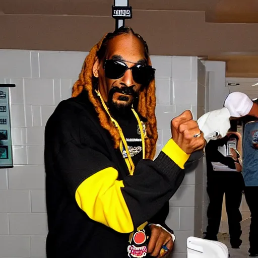 Image similar to snoop dogg starts a fight at burger king