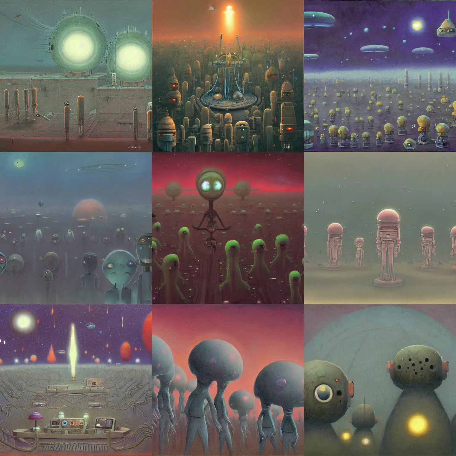 Prompt: alien colony by shaun tan