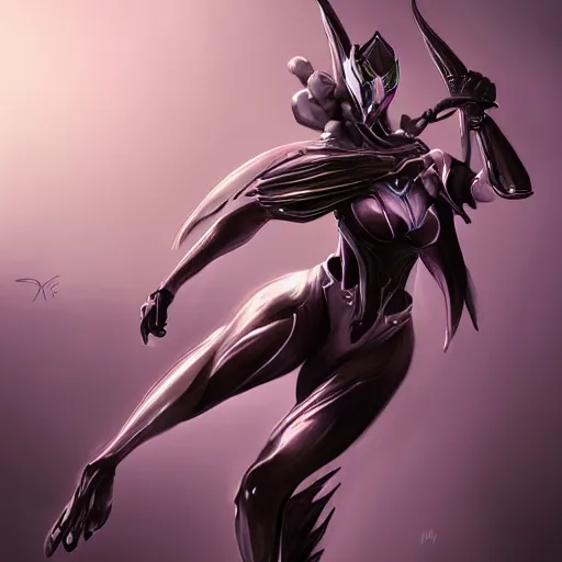 Prompt: Stunning painting of Saryn Prime warframe doing an elegant pose, high quality digital, deviantart, artstation