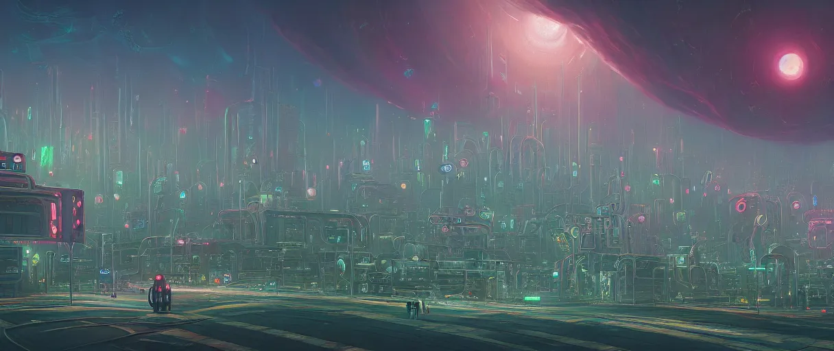 Image similar to beautiful painting of anemone city in the dreams of a mainframe in the style of Simon Stålenhag and H. R. Giger, detailed, trending on Artstation