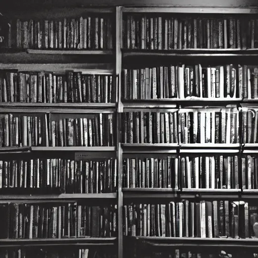 Prompt: a gloomy shadowy midnight crypt room full of darkness with bookshelves. contrast:5, brightness:0