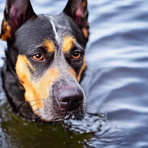 Image similar to ultra detailed photo of a dog with water fur