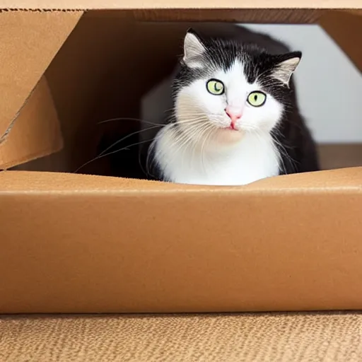 Image similar to kitty hiding under a box