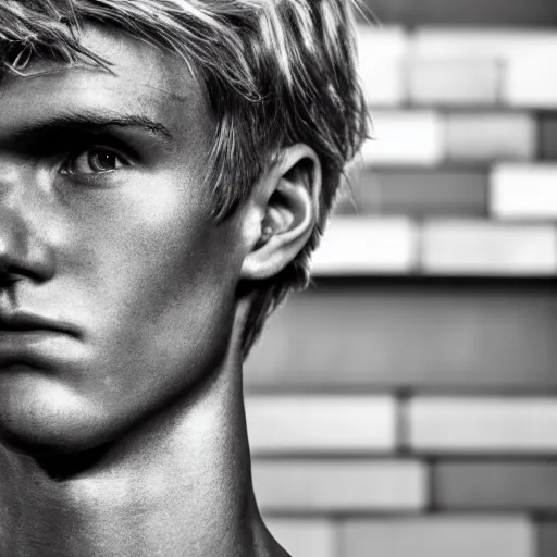 Image similar to a realistic detailed photo of a guy who is an attractive humanoid who is half robot and half humanoid, who is a male android, soccer player martin ødegaard, shiny skin, posing like a statue, blank stare, in the backyard, on display