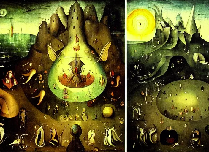 Image similar to beatiful eternal gods art fantasy mythology lovecraft style, detailed painting by hieronymus bosch