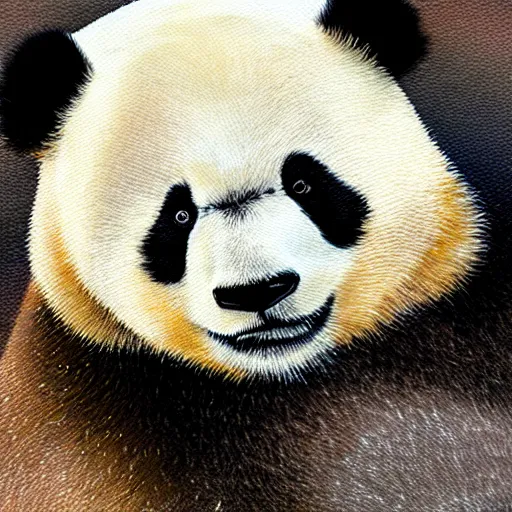 Prompt: a painting texture of panda fur