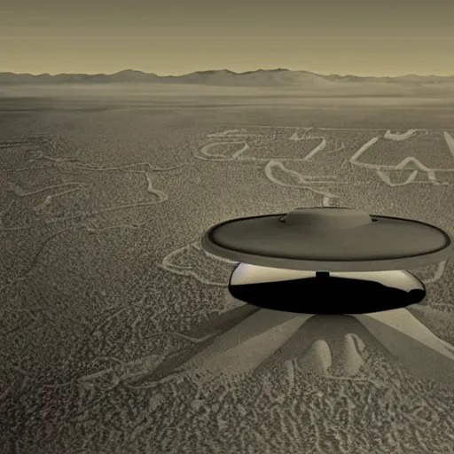 Prompt: president eisenhower going to ufo in the desert, concept art