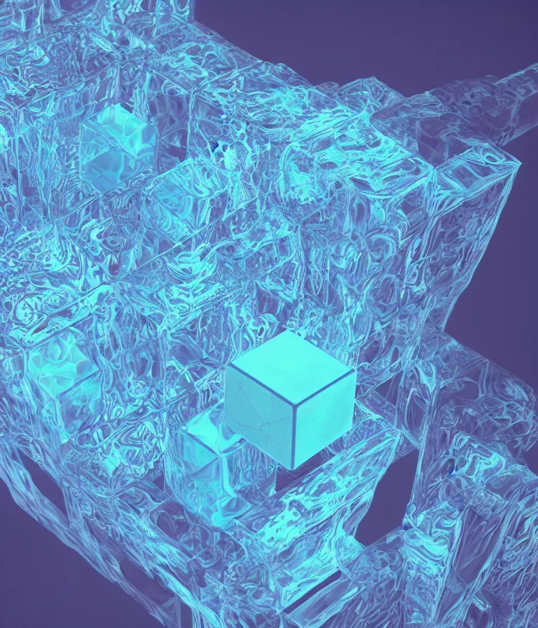 Image similar to an concept art of the 4 d cube dimension, beautiful fractal, intricate details, liquid shape, detailed lines, artstation, epic background, reshift 3 d, houdini, daily render