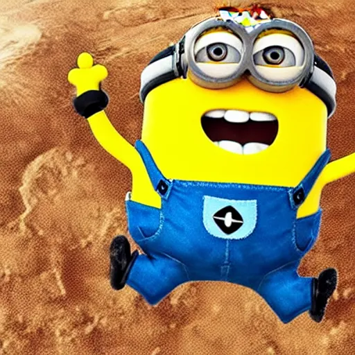 Prompt: minion riding a horse on the Moon