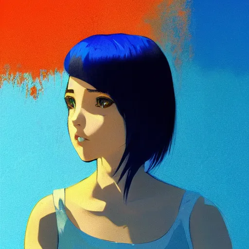 Image similar to ilya kuvshinov with long sky blue hair, gold eyes, boy face, professional digital illustration, somber, digital art, concept art, award - winning photography, cinematic, wlop, color block, art by andy warhol, pixiv art, yoshitaka amano