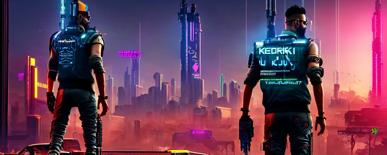 Image similar to Virat Kholi, in CyberPunk 2077, as a cyberpunk dystopia, 4k highly detailed digital art 4k highly detailed digital art