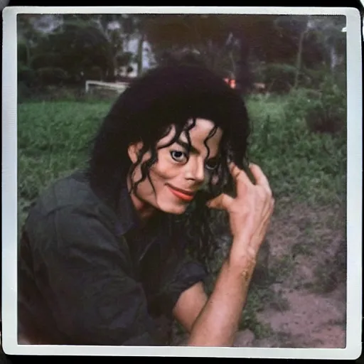 Prompt: polaroid photo of michael jackson in vietnam