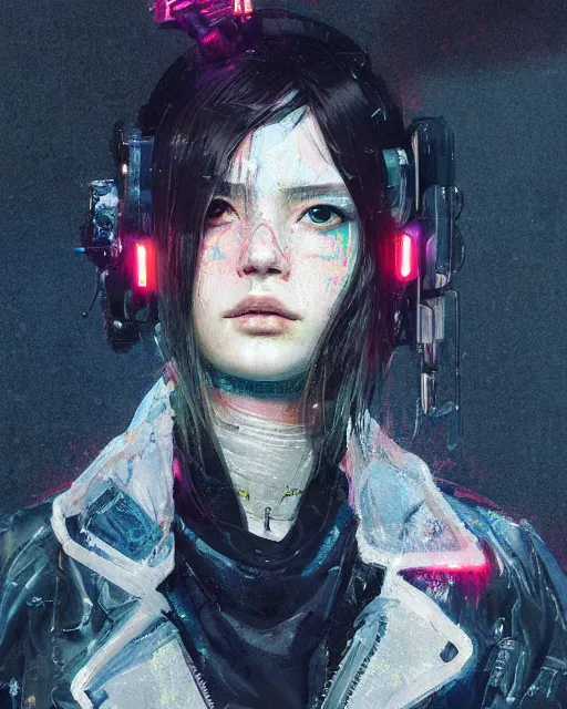 Image similar to detailed portrait neon operator girl, cyberpunk futuristic, neon, reflective puffy coat, decorated with traditional japanese by ismail inceoglu dragan bibin hans thoma greg rutkowski alexandros pyromallis nekro rene margitte, illustrated, perfect face, fine details, realistic shaded, fine - face, pretty face