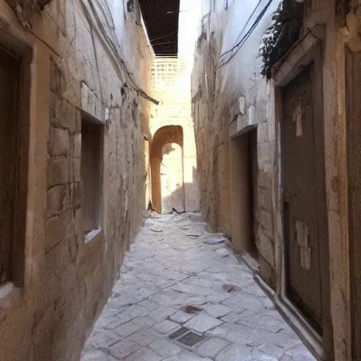 Prompt: An extra detailed photo of an old alley in Damascus, hyper realistic