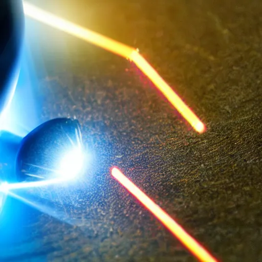 Image similar to a close up shot of a tumor being obliterated by a laser beam