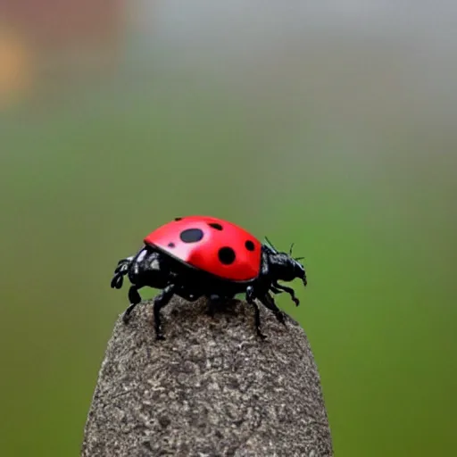 Prompt: godzilla sized ladybug in a city