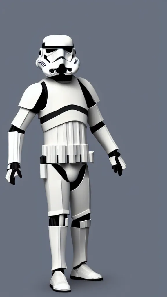 Image similar to a stormtrooper as a low - poly, blocky, basic shapes, low detail, hard edges, 3 d render - isometric. minimalistic. color harmony, 8 k detail, gallery quality, hd wallpaper, premium prints available, hyper - detailed, intricate design.