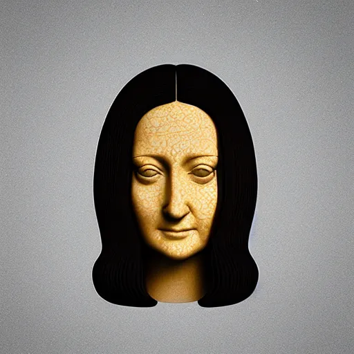 Image similar to the (monalisa) as a floating head in the style of BEEPLE, 3d render, octane render by beeple