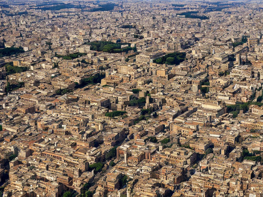 Aerial photo of ancient Rome with modern skyscrapers | Stable Diffusion ...