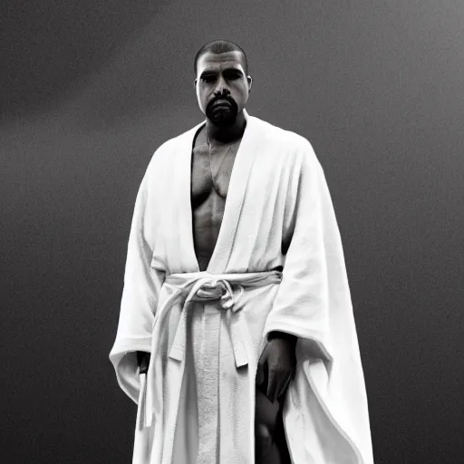 Image similar to kanye west as zeus!!!, god of thunder, greek god, white robe, thunderbolt, in mortal kombat, mythology, fantasy, detailed face, splash art, movie still, cinematic lighting, dramatic, octane render, long lens, shallow depth of field, bokeh, anamorphic lens flare, 8 k, hyper detailed, 3 5 mm film grain