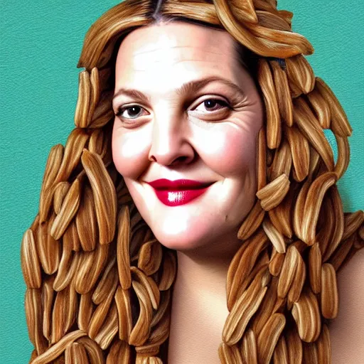 Image similar to drew barrymore in a smore, chocolate, marshmallow graham cracker, digital painting by arcimboldo