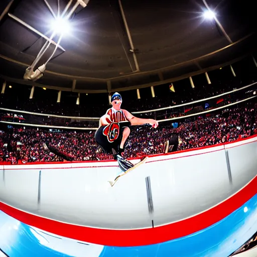 Prompt: benny from chicago bulls skating, fish eye photo