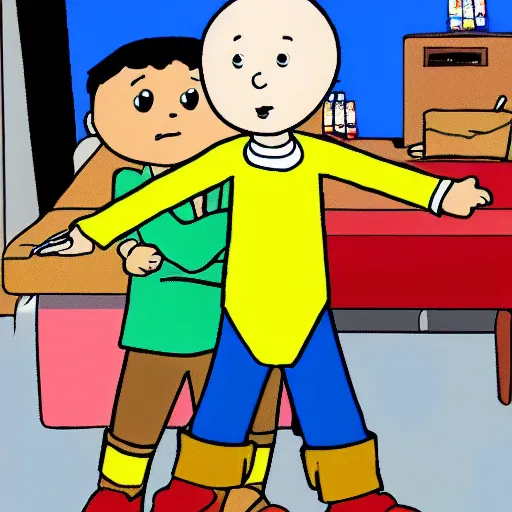 Prompt: caillou arrested for theft, illustration,