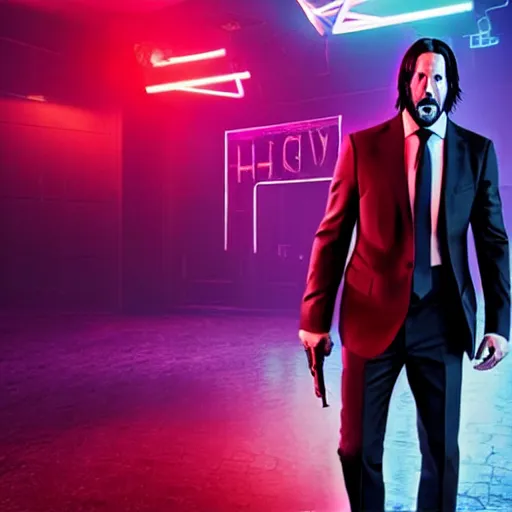 Image similar to john wick holding ar15 at a night club, 8k,