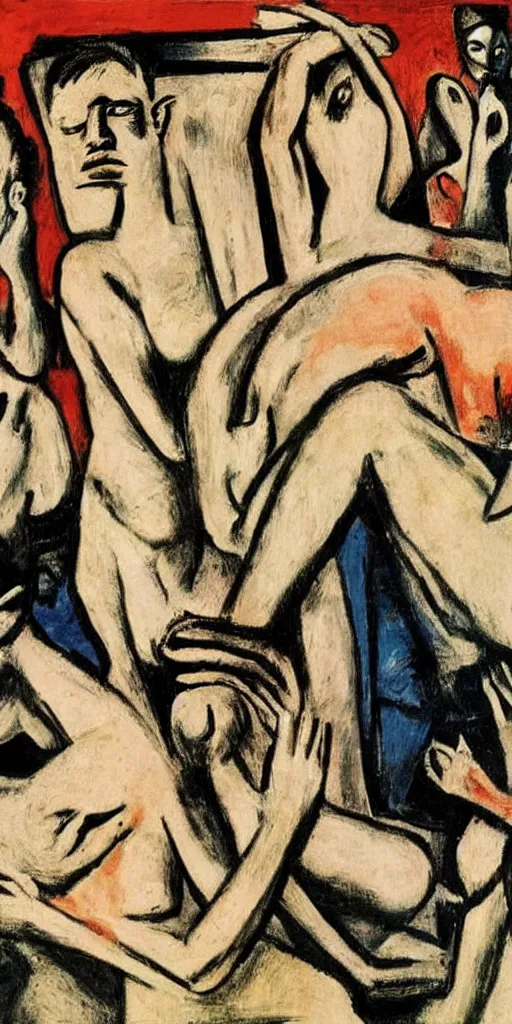 Prompt: time does not exist anymore by max beckmann