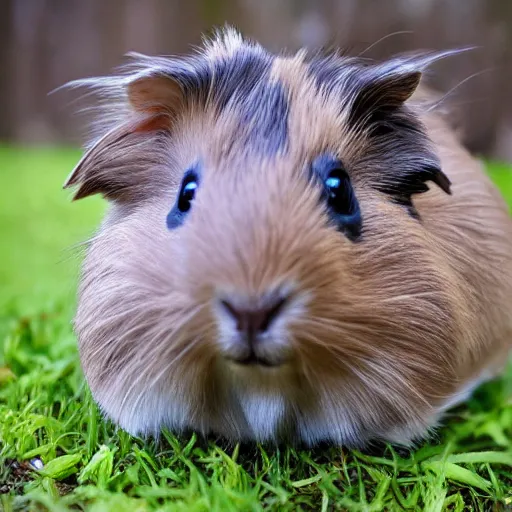 Image similar to grey abyssinian guinea pig portrait heroic angelic photo realistic