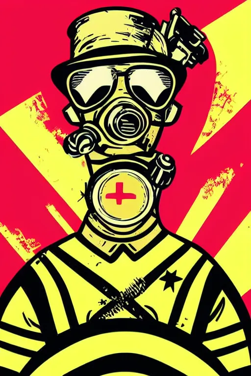 Image similar to fallout 7 6 retro futurist illustration art by butcher billy, sticker, colorful, illustration, highly detailed, simple, smooth and clean vector curves, no jagged lines, vector art, smooth andy warhol style