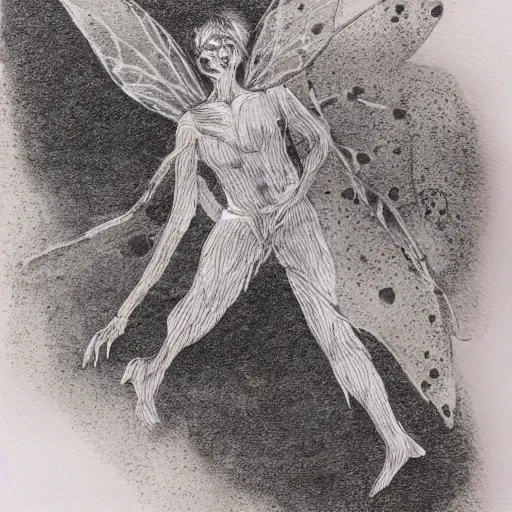 Image similar to pen and ink with wash over metalpoint on paper tooth fairy