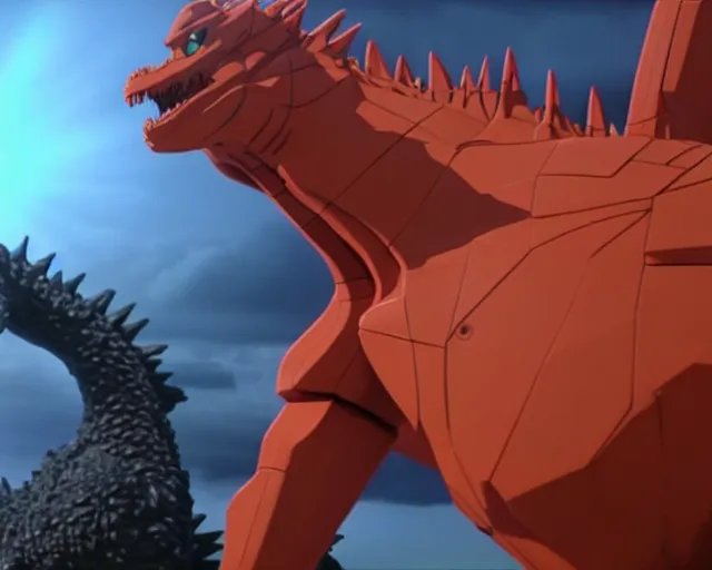 Image similar to evangelion vs godzilla, 3 d octane render, unreal engine, hyperrealistic, as coherent as dall - e 2