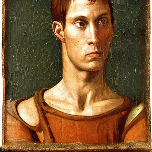 Image similar to A 14th century italian renaissance oil painting of Jerma985, portrait of Jerma985, grainy, realistic, very realistic, hyperrealistic, highly detailed, very detailed, extremely detailed, very neat, very epic, very cool, detailed, trending on artstation