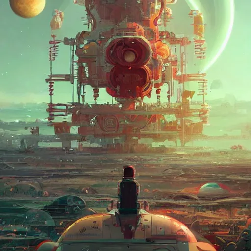 Image similar to colorful illustration of a robot trying to repair the universe, intricate complexity, by greg rutkowski, artgerm, ross tran, conrad roset, takato yomamoto, ilya kuvshinov. 4 k, beautiful, cinematic dramatic atmosphere