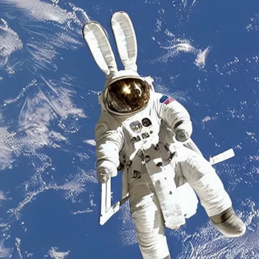 Prompt: a bunny inside the international space station ( iss )