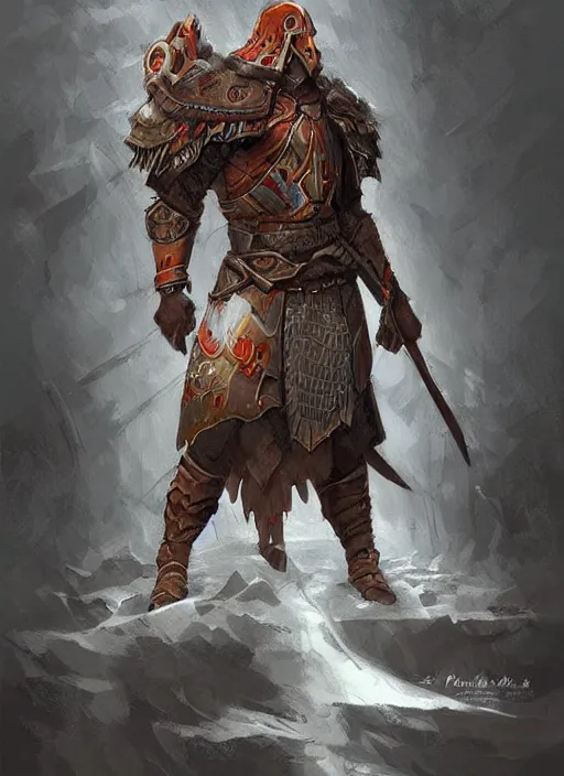 Image similar to warrior inspired a concept art Russian illustrator Roman Papsuev