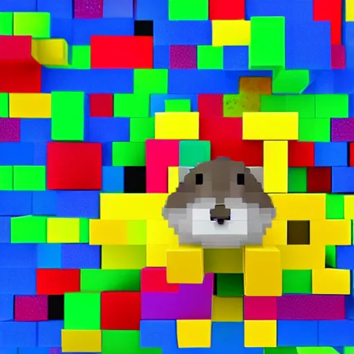 Prompt: hamster made out of large blocky rainbow gems, 8 k hd