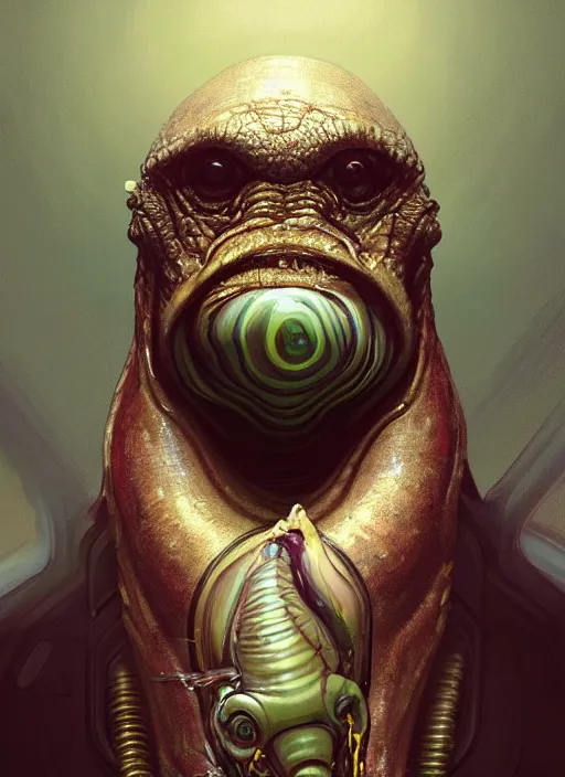 Image similar to slimy mollusk as elon musk, anthropomorphic character, drool, concept art, intricate, elegant, highly detailed, digital painting, artstation, wallpaper, smooth, sharp focus, illustration, art by h. r. giger and artgerm and greg rutkowski and alphonse mucha