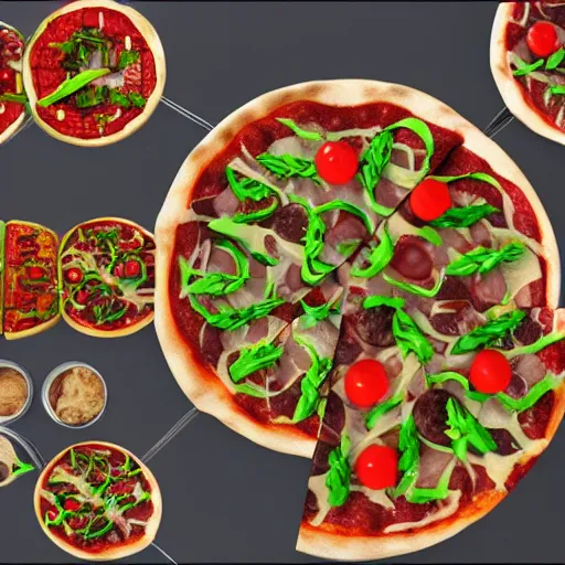 Prompt: wireframe pizza, hyperdetailed, unreal engine render, 8 k