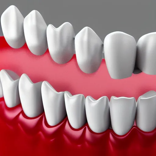 Image similar to poorly rendered 3 d set of teeth