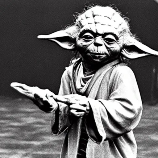 Image similar to yoda performing at woodstock