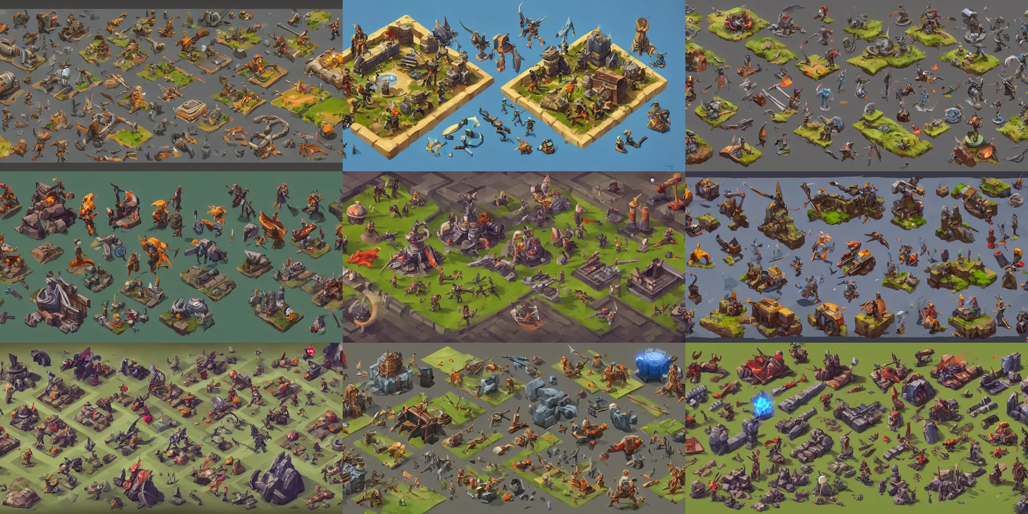 Prompt: isometric game asset of commander and conquer, in gouache detailed paintings, props, stylized, 2 d sprites asset sheet, kitbash, arcane, prop rocks, overwatch, many color scheme, 8 k, close up,
