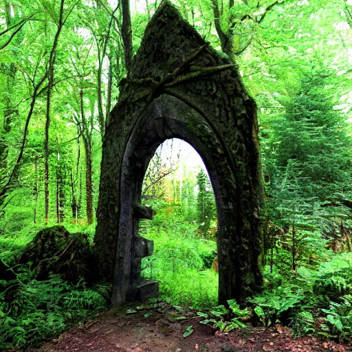 Prompt: portal in a forest in middle earth