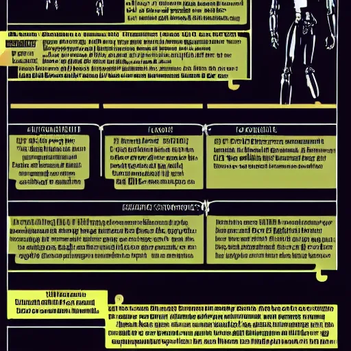 Image similar to infographic explaining the terminator ( 1 9 8 4 )