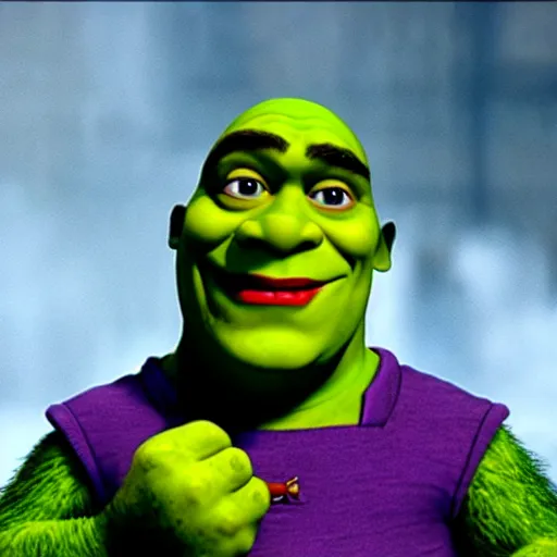 Prompt: shrek as the joker from the new batman film