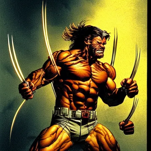 Image similar to Weapon X Wolverine, atmospheric lighting, painted, intricate, golden hour, ultra detailed by Jim Lee, Rob Liefeld, Barry Windsor Smith