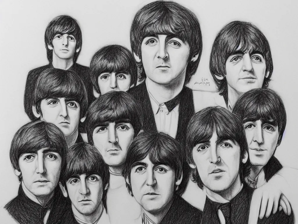 Image similar to the beatles pencil sketch,