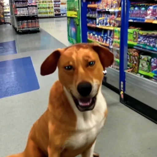 Image similar to drunken scooby at walmart checkout, realistic, cctv