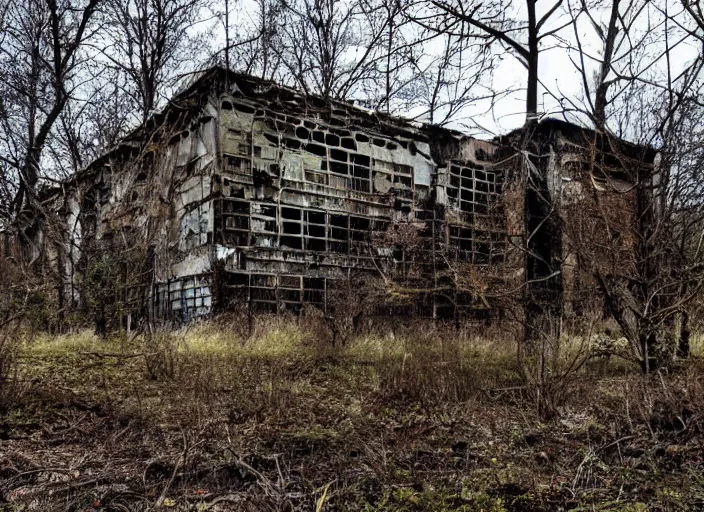 Image similar to abandoned secret weapons research facility, photo